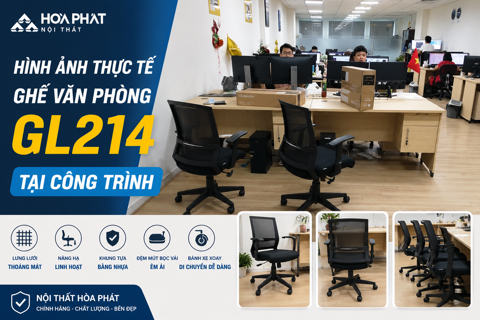 Hình Ảnh Thực Tế Ghế Văn Phòng Hòa Phát GL214 Tại Công Trình