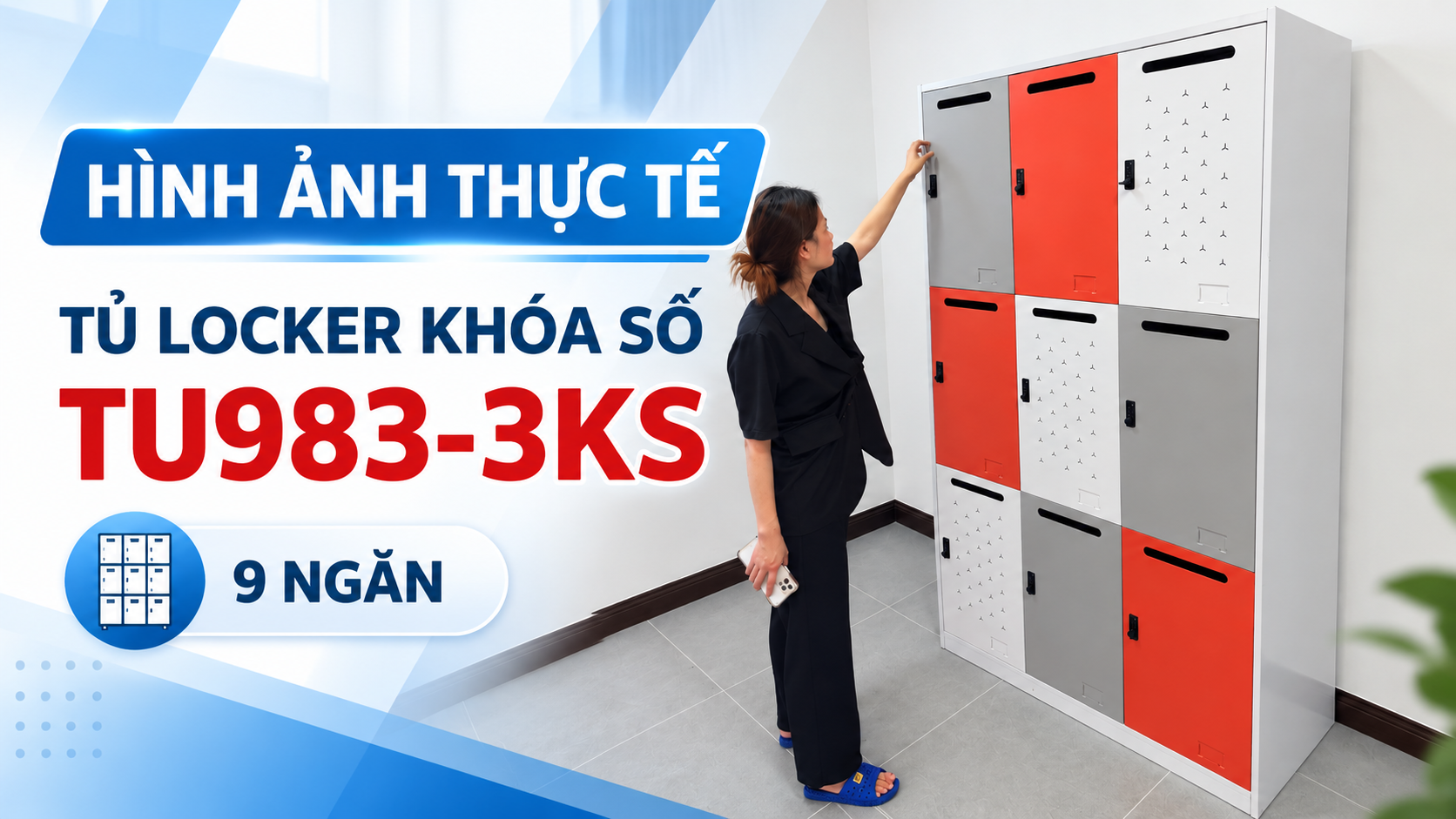 H&igrave;nh Ảnh Thực Tế Tủ Locker Kh&oacute;a Số TU983-3KS