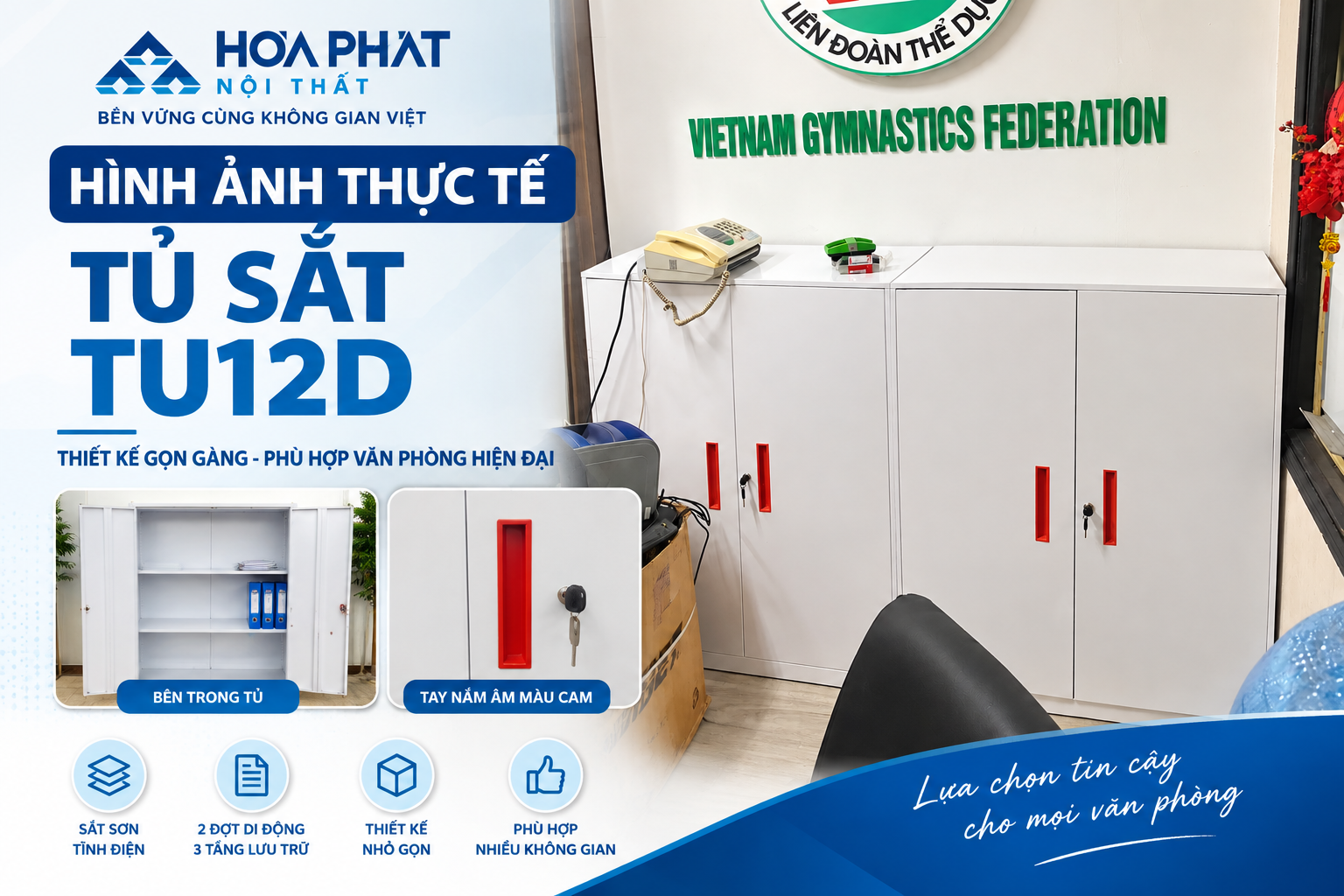 H&igrave;nh ảnh thực tế tủ sắt TU12D H&ograve;a Ph&aacute;t