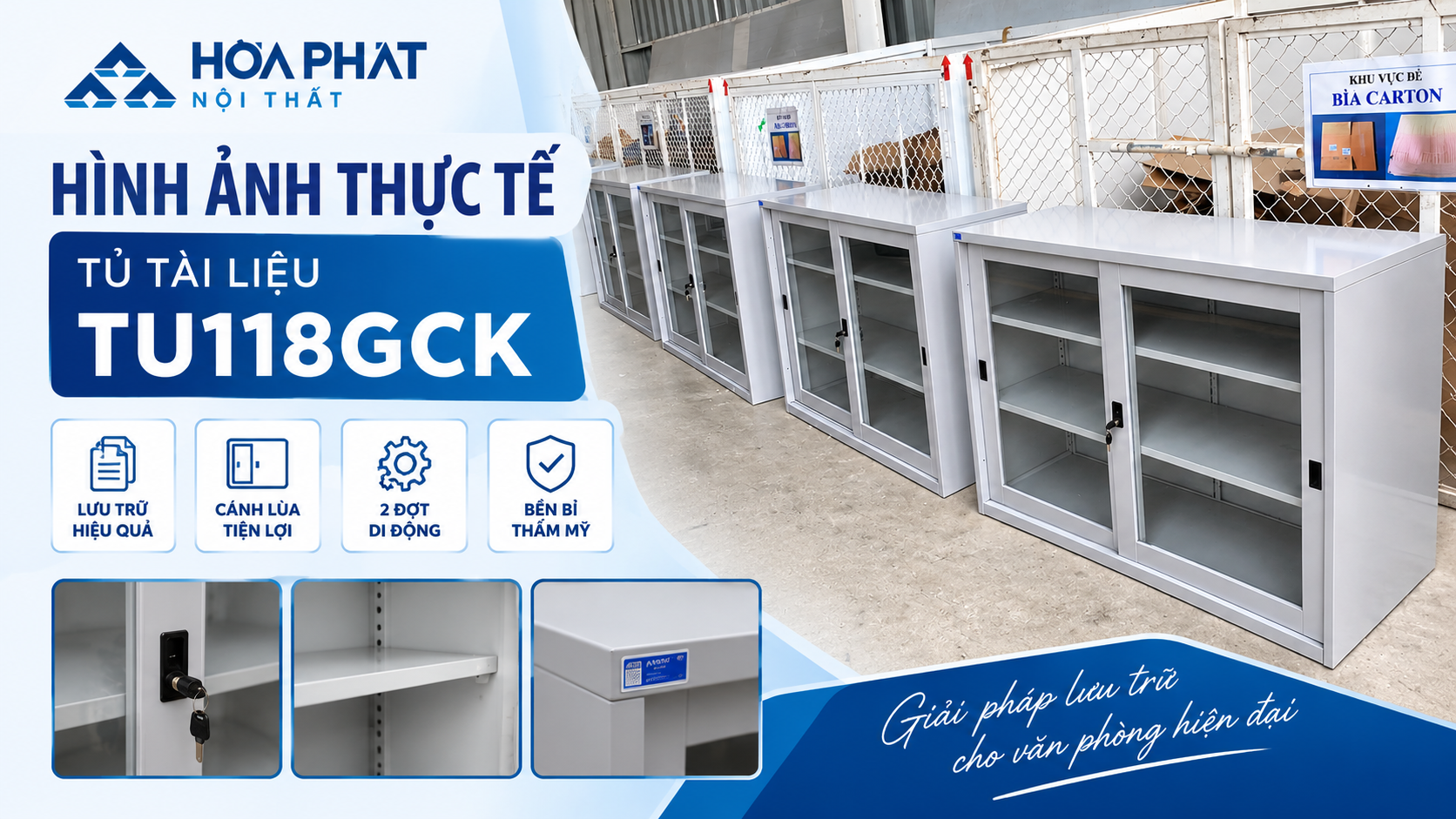 H&igrave;nh Ảnh Thực Tế Tủ T&agrave;i Liệu TU118GCK H&ograve;a Ph&aacute;t