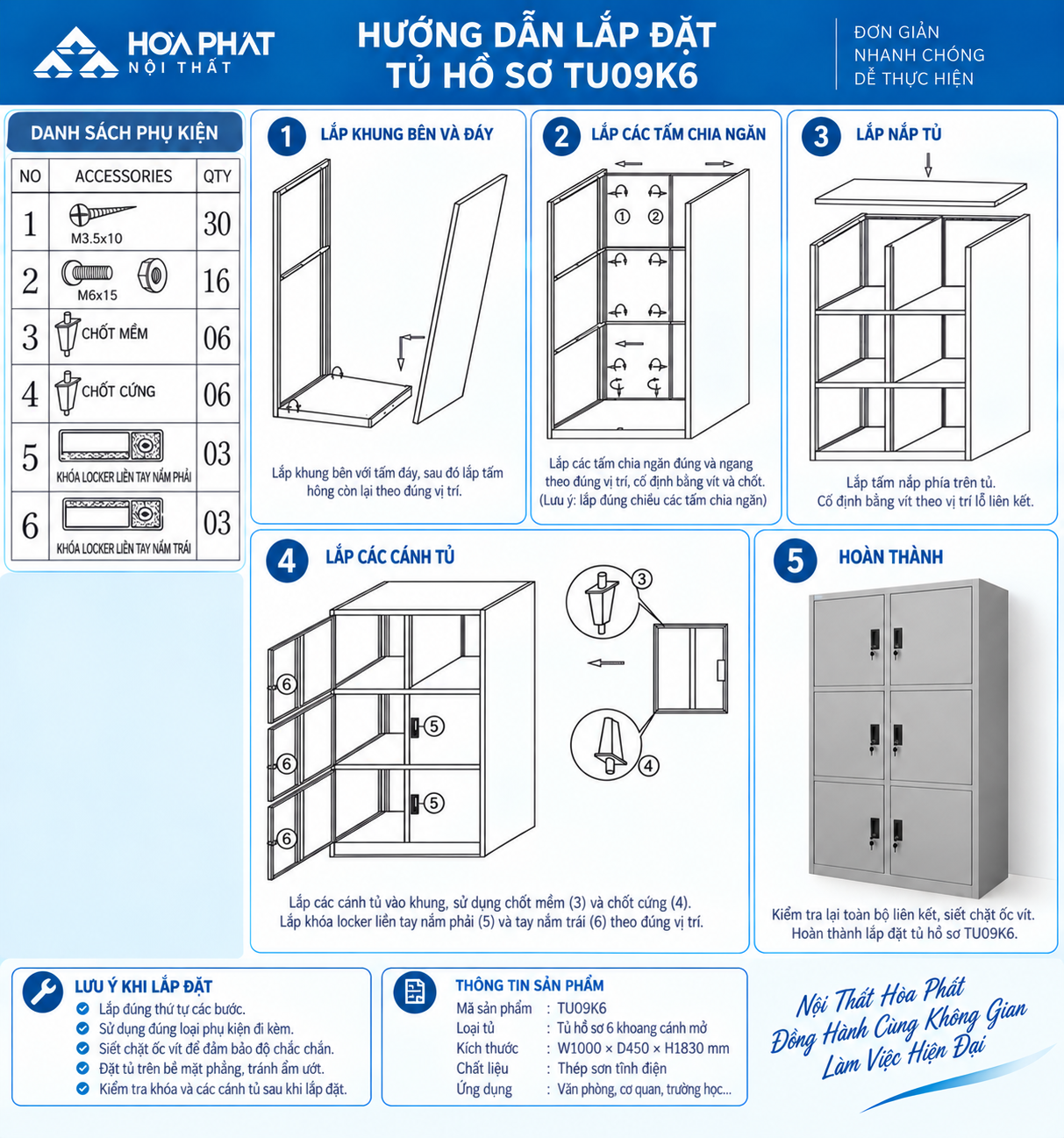Hướng dẫn lắp đặt tủ hồ sơ TU09K6